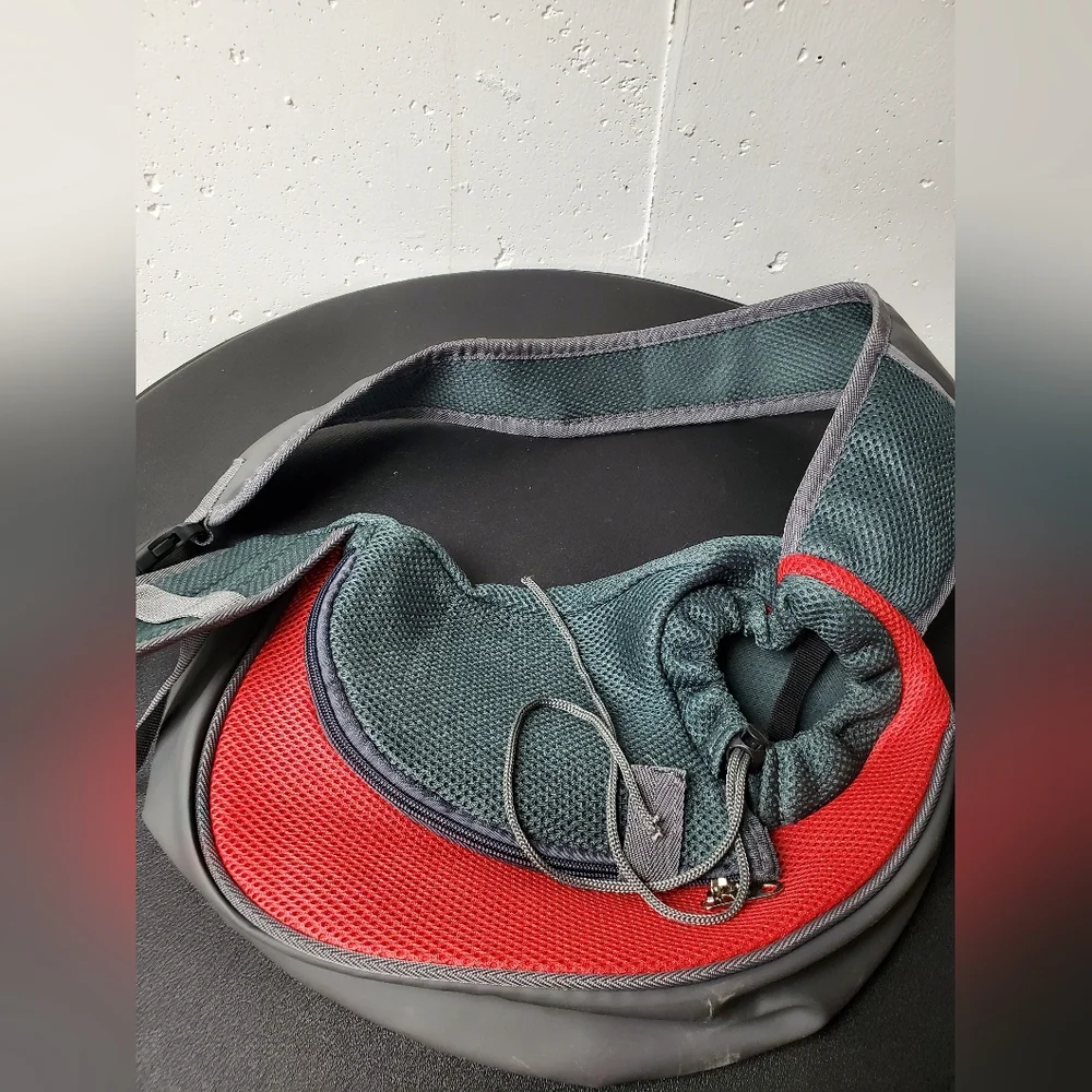 Small Pet Dog Cat Carrier Red and Gray Sling Bag NWOT